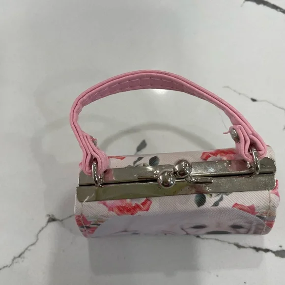 Tic Toc Pink Puppy Print Kiss Lock Lipstick/Change Purse/Bag Charm No Callouts - Picture 6 of 13